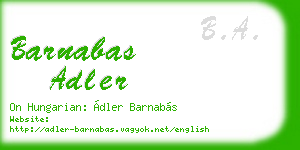 barnabas adler business card