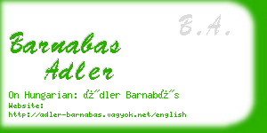 barnabas adler business card